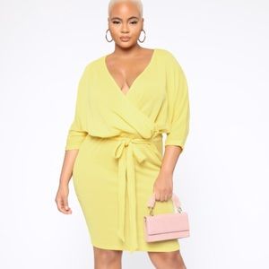 Yellow wrap dress from Fashion Nova size 2X